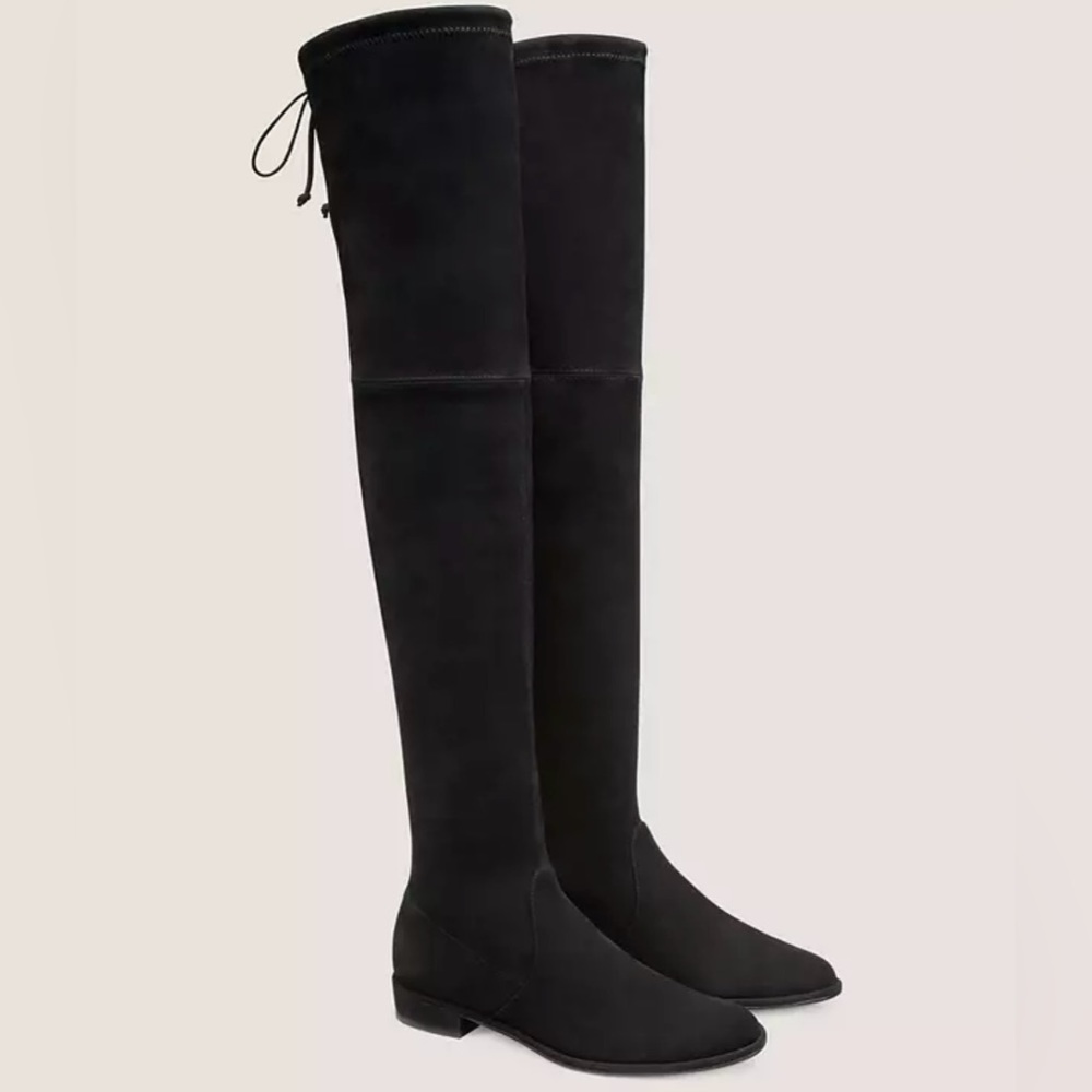 Stuart Weitzman Lowland Over the Knee Boots, Black Suede, Sz 9.5